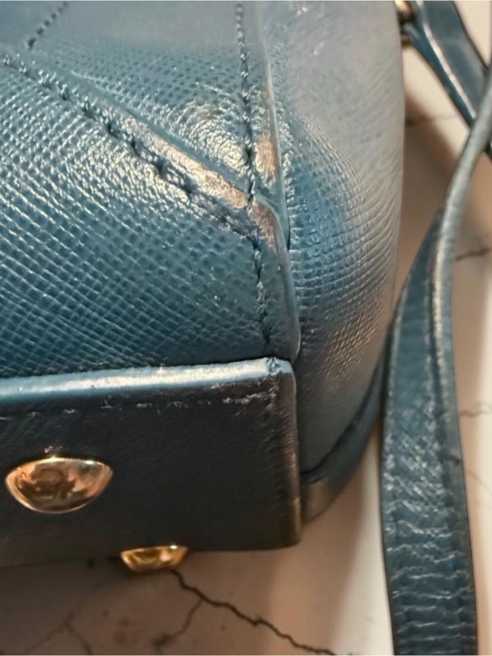 MCM Blue Saffiano Leather Crossbody Bag - Picture 13 of 13